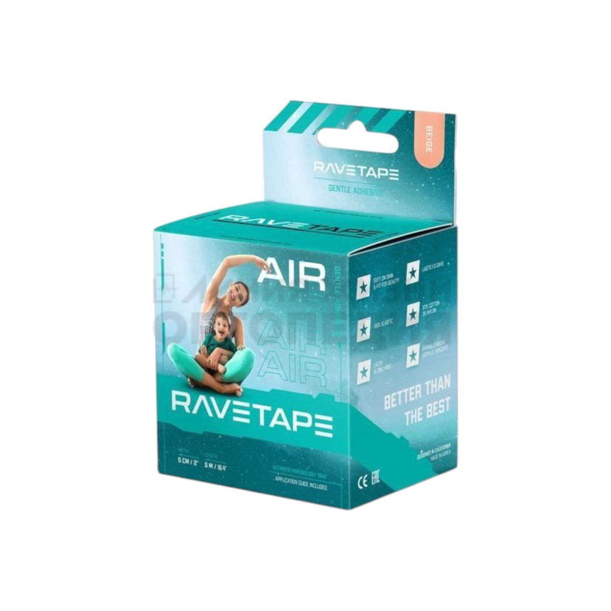 Кинезиотейп Rave Tape AIR 5*5, телесный(BEIGE)