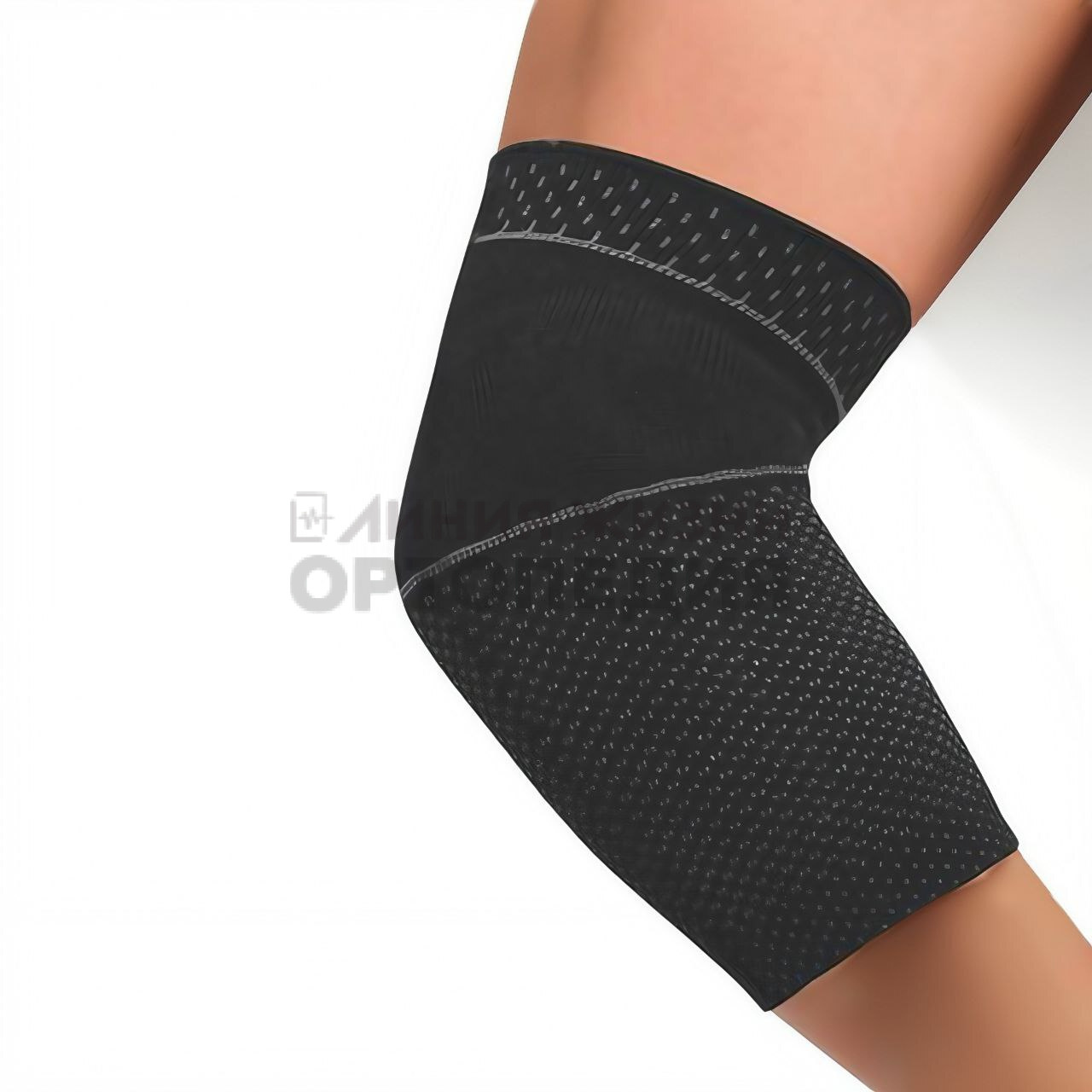 [Т.34.04] Бандаж на локтевой сустав с силиконовыми вставками трикотажный черный