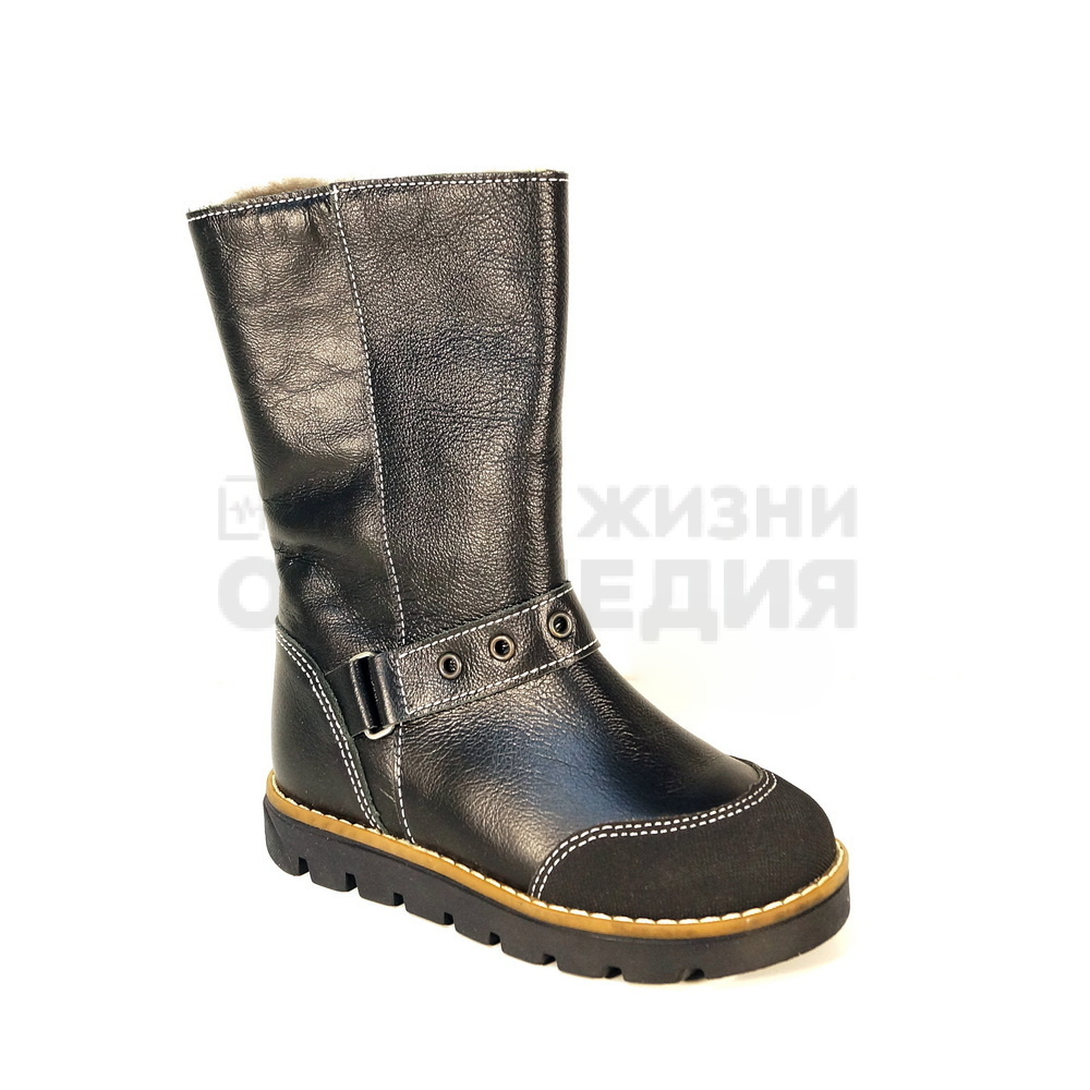 22005, Сапоги детские мех кожа СТОКГОЛЬМ цв.черный, 29