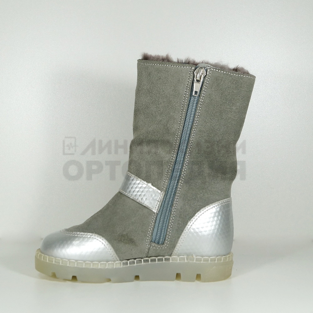 22005, Сапоги детские мех кожа ЛОНДОН цв.серебристый, 26