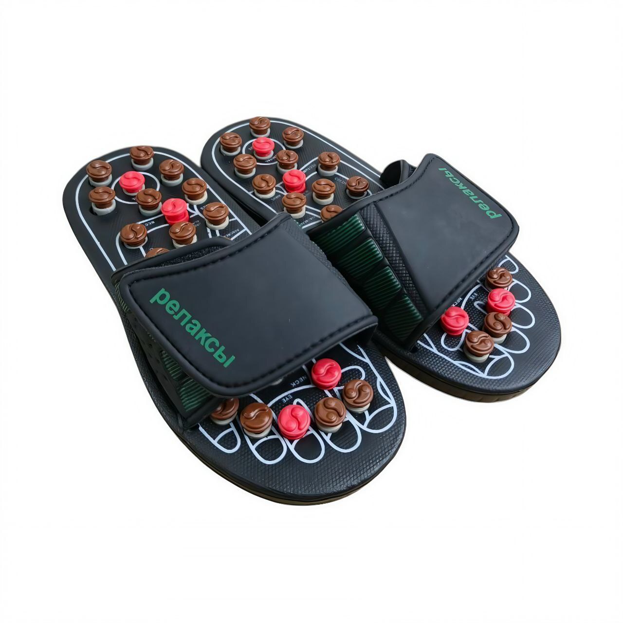 [KW-313T]Рефлекторные массажные тапочки / Тапочки / L / Релаксы / Черный / Нет