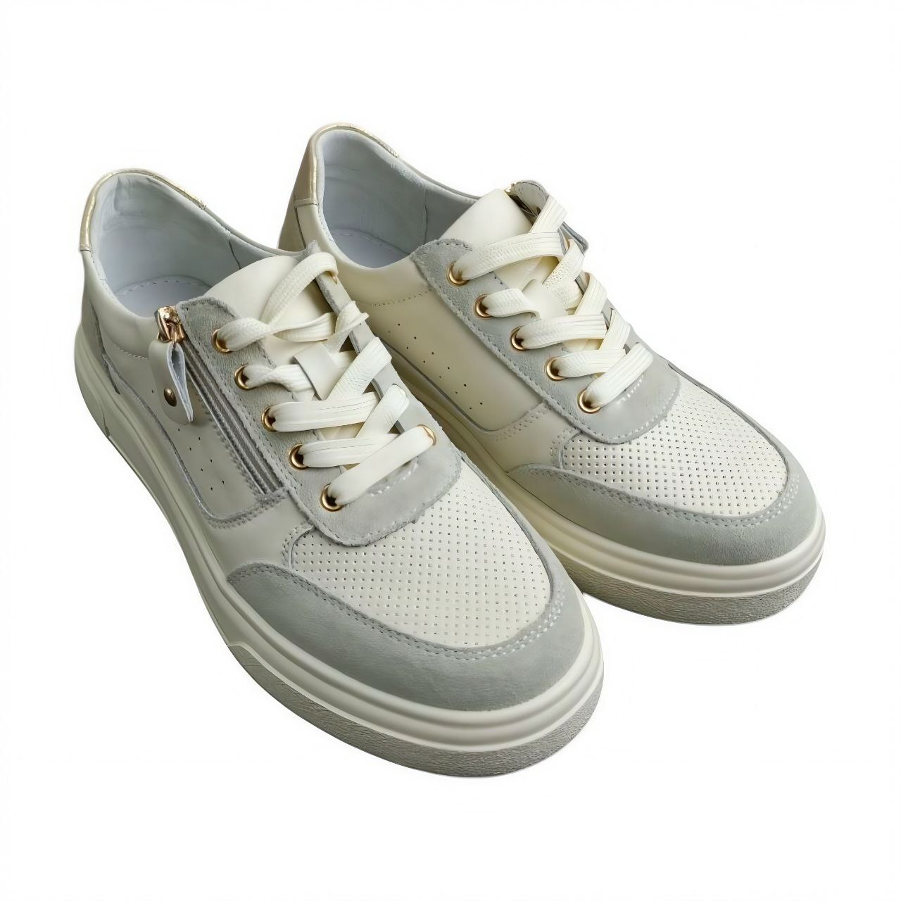 [86-07-01-108] Кеды женские, Кожа нат., Замша нат. / 36 / Бежевый / Кеды / Женский / Демисезон / Нет / NexPero