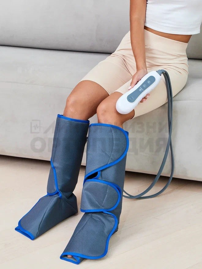  Компрессионный лимфодренажный массажер для ног К-1 (серо-синий)
