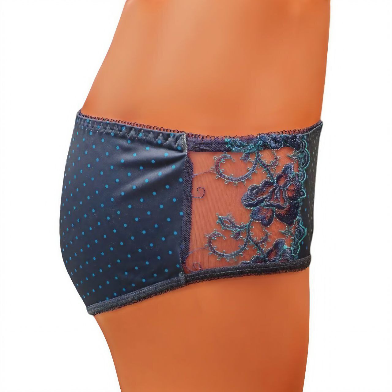 [020035 П107]Трусы Бирюзовые горошки на синем