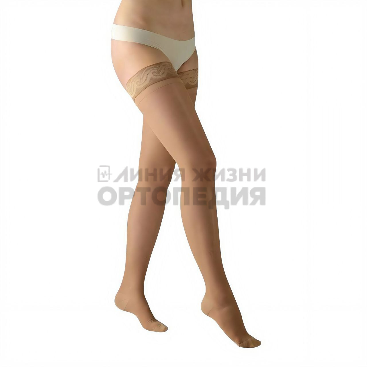 [360] Чулки бедренные антиварикозные с резинкой и хлопком  цвет:8001Normal