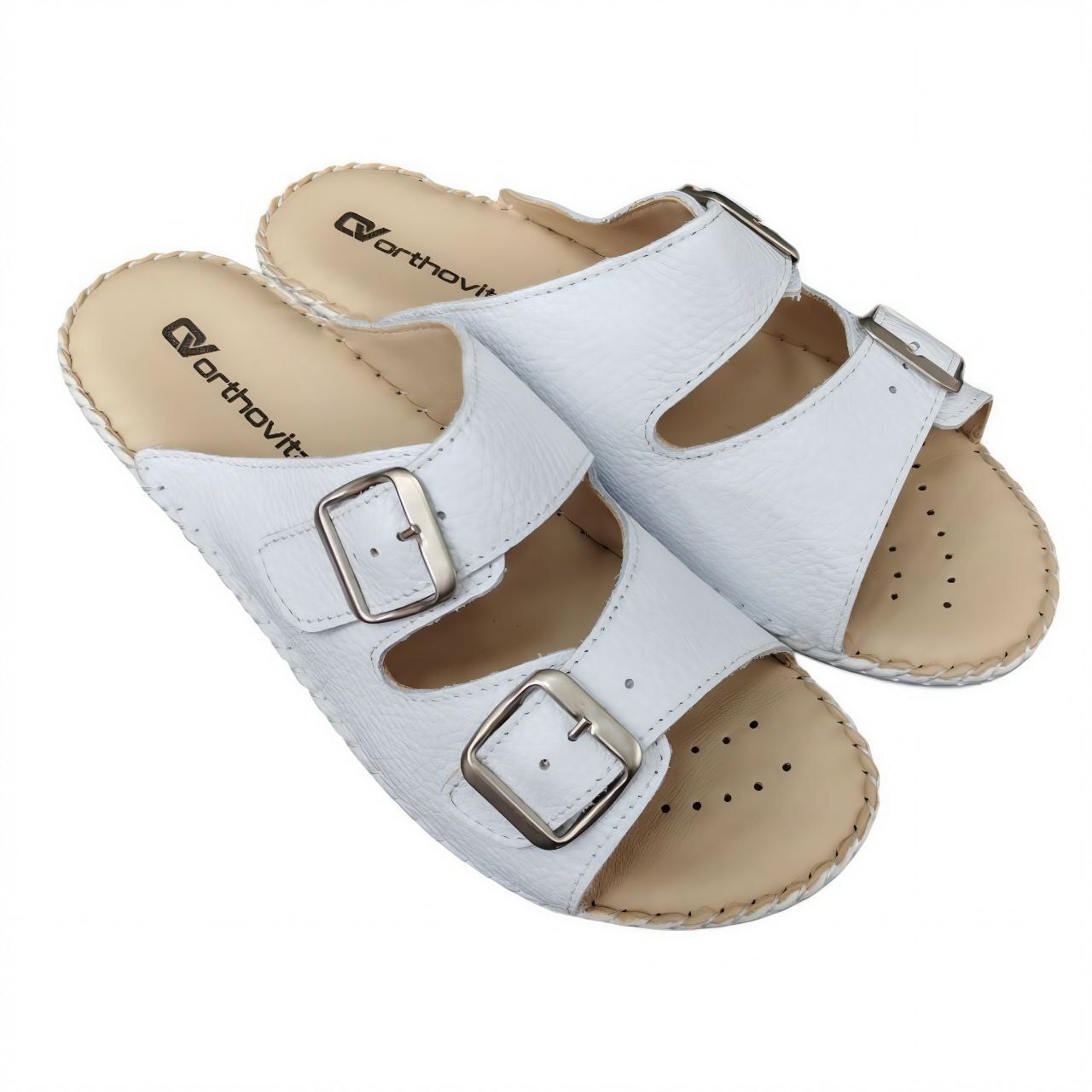 [821]Шлепанцы женские, цвет белый (ORTHOVITA COMFORT SHOES) / 38 / Белый / Шлепанцы / Женский / Лето / Да / ORTHOVITA