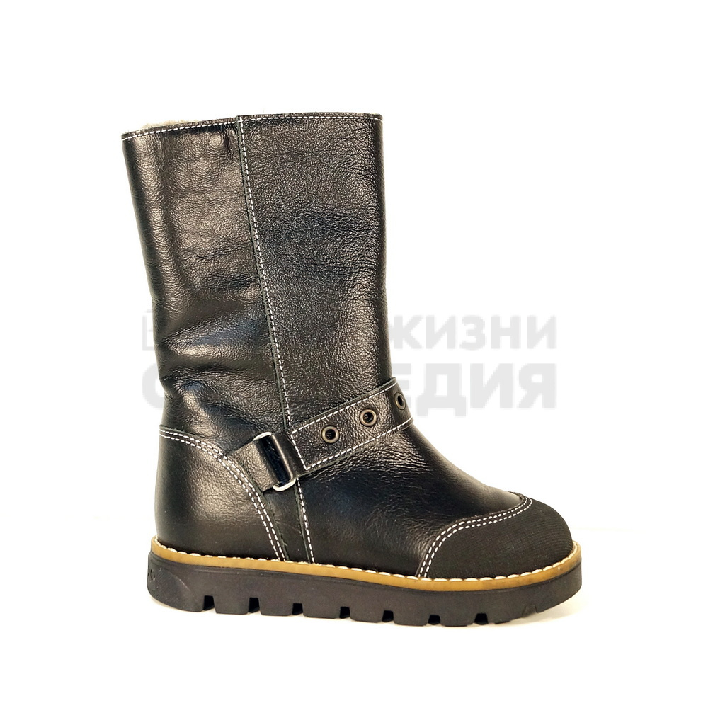 22005, Сапоги детские мех кожа СТОКГОЛЬМ цв.черный, 28