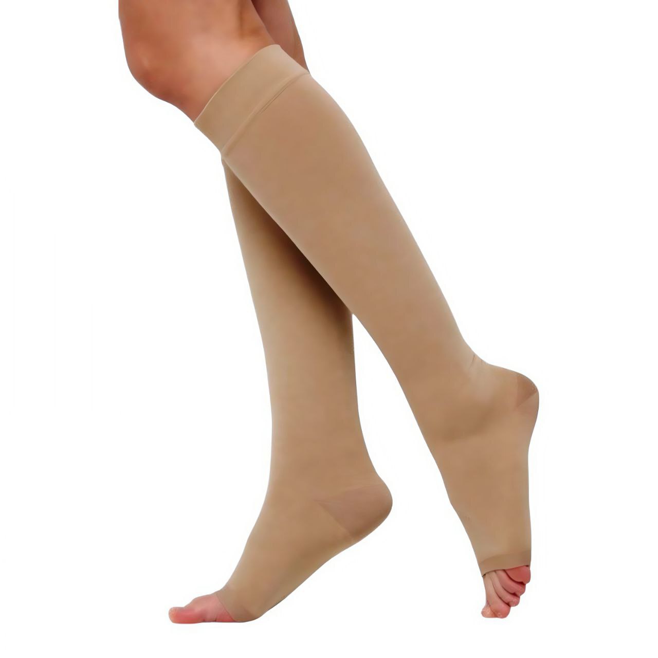 [Г3К] Чулок компрессионный до колена с открытым мыском Цвет Кремовый