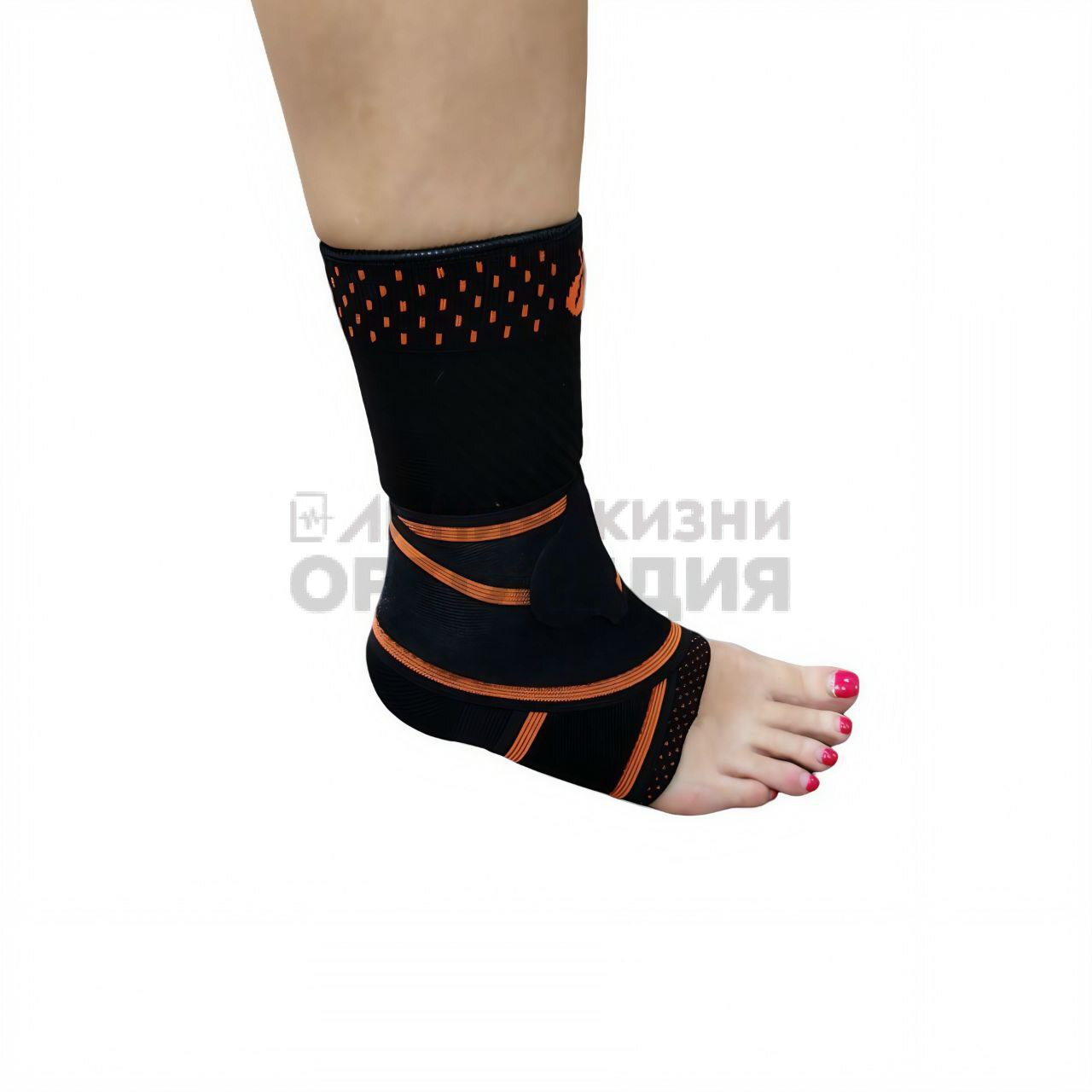 [TOB-500N] Бандаж голеностопный сустав с эластичным ремнем черный